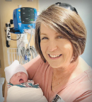 Lesa Kirkman with her grandson, Wesley, born on February 18, 2024.