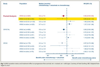 Fig. 1: KRAS mutation status and treatment effect on progression-free survival